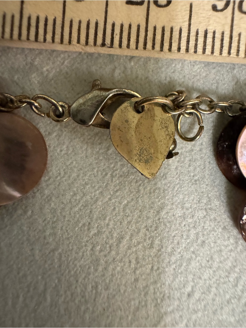 Disc Charm Bracelet – Iridescent Shell and Metal Discs - Picture 3 of 9
